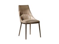 Lora upholstered chair with stitching and metal legs in the smooth backrest version
