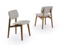 Harriet chair with biscuit oak frame and seat and back covered in Barren fabric 