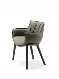 Rhonda upholstered chair with armrests by Cattelan with burnt oak structure