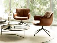 Rhonda upholstered chair in faux-leather by Cattelan, in the version with Lounge structure, low and swivel