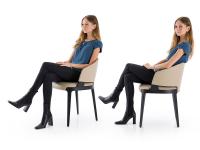 Proporzioni ed ergonomia di seduta della sedia Velis a pozzetto