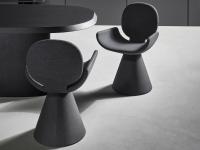 Ergonomic designer chair Youpi with entirely upholstered cone-shaped base matching the seat