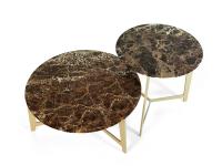 Pair of BSeries round marble tables, cm Ø64 h.30 and cm Ø47 h.48