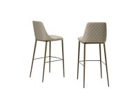 Side and rear view of Michela quilted back stool, metal legs