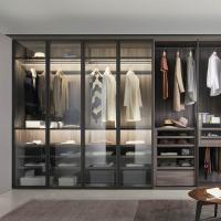 Virginia smoked clear glass doors wardrobe matched with a walk-in closet without doors
