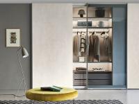 Alabama glass doors sliding wardrobe characterised by a frame with built-in metal handle in matt lacquer