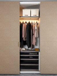 Louisiana Pacific sliding wardrobe with upholstered doors, practical and functional