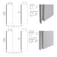 Scheme and Measurements specifications of the doors with full height recess grip of the sliding wardrobe Utah