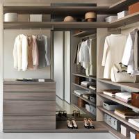 Joyce Pacific walk-in closet with closed corner equipped with shelves and clothes rail