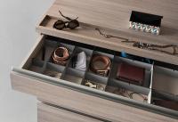 Upper drawer with dividers and pocket emptier on top