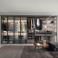 Charming walk-in wardrobe layout in the version with doors and open elements