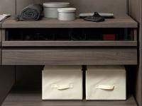 Chest of drawer with 1 drawer and smoked glass front + n.1 drawer in dark elm textured melamine