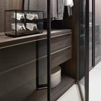 Smoked clear glass doors for Pacific walk-in wardrobe with internal drawers