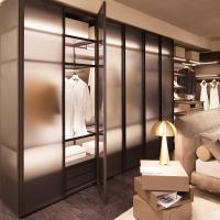 Doors are also available in smoked frosted glass for Pacific walk-in wardrobe