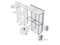 Double-sided walk-in closet with or without back panel - technical schemes