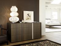Montana 6-drawer dresser in heat-treated oak finish with matt lacquered recess grip in contrasting colour