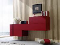 Oregon wall mounted drawer layout in Sour Cherry high gloss lacquer