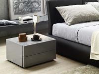 Oregon smooth lacquered bedside tables, with two drawers and in Slate colour