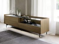 Modern sideboard with glass top Columbus Glass equipped with a big open compartment