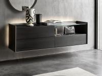 Modern sideboard Columbus Glass, wall-mounted model with LED profile on three sides