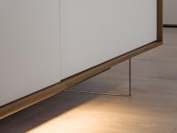 Wooden profile in canaletto walnut with feet in methacrylate cm h.12 and LED bar