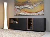 Ohio modern wooden sideboard with compartments - model exposed in the Showroom