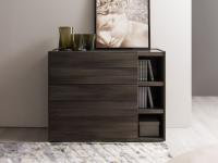 Philadelphia modern dresser with basket, four drawers and side open compartments