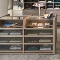 Smoked glass drawers with handy open top compartment and optional clear glass shelf