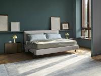 Houston upholstered bed with matching headboard frame and feet, available in several finishes