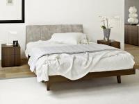 Maryland double bed with upholstered headboard, wooden structure and feet