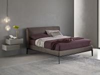 Tennessee bed with metal base and removable upholstery cover in fabric, faux-leather or leather