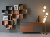 Wall unit with Cube shelves, Georgia sideboard and Planeta floor lamp
