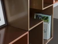 Cube modular shaped shelf in metallic bronze and copper lacquer