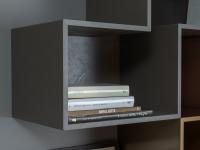 Cube shaped shelf in Terra lotus textured melamine with matching back panel