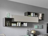 Cube shaped modular shelf with back panel combined with a Fly wall unit