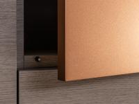 Detail of push-pull door with opening and closing mechanism. Ash oak finish not available