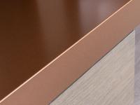 Detail of shelf in Copper metallic lacquer. Ash oak finish not available