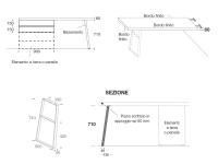 Measurements scheme of the fixed and double-sided wall mounted desk
