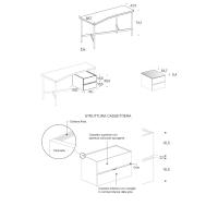 Modern 2 drawer writing desk Kansas - Models and Measurements