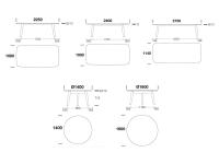 Cardinal table layouts and measurements