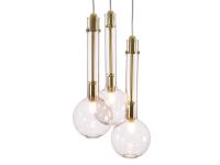 Bulle lamp with brass structure and smoked glass lampshade