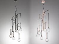 Bulle chandelier with black and copper structure