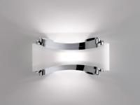 Papillon ribbon shaped wall lamp in frosted glass and chrome
