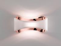 Papillon ribbon shaped wall lamp in frosted glass and galvanic copper