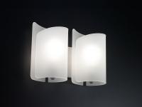 Ricciolo lamp, 2 wall lights with frosted glass lampshade