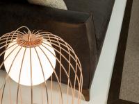 Detail of the galvanic copper structure and the blown glass lampshade