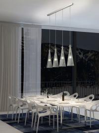 Bluebell ribbed-glass suspension lamp, with quadruple lamp