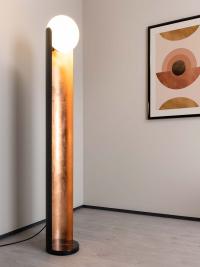Dew lamp in the floor version with Marquinia black marble base (copper finish unavailable)