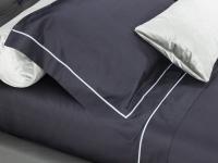 Percale cotton bed sheet, pillow cases with flywheels and cordonnet hem