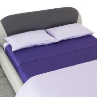 Bonnenuit B. purple satin bed sheet set and lilac quilted bedspread 